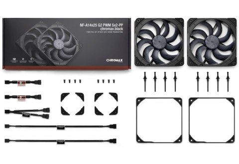 Noctua 140mm NF-A14x25 G2 PWM Sx2 PP chromax.black edition - zestaw dwóch wentylatorów