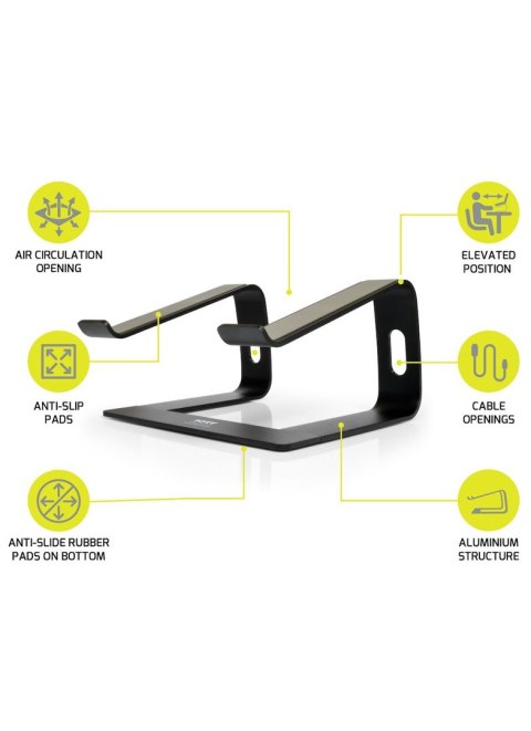 Port Designs 901103 stojak na laptop Podstawka na notebooka Aluminium, Czarny 39,6 cm (15.6")