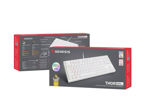 GENESIS Thor 404 TKL klawiatura Gaming USB QWERTY Amerykański międzynarodowy Biały