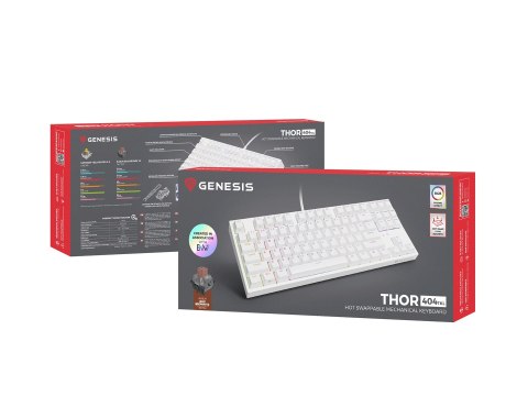 GENESIS Thor 404 TKL klawiatura Gaming USB QWERTY Amerykański międzynarodowy Biały