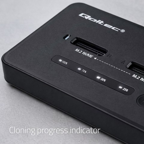 Qoltec Stacja dokująca dysków SSD M.2 NVMe| PCIe | USB-C | 20Gb/s | DUAL 2 x 8TB | klonowanie offline