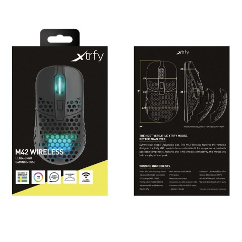CHERRY XTRFY M42 RGB myszka Gaming Oburęczny RF Wireless + USB Type-C Optyczny 19000 DPI