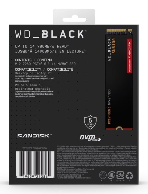 Western Digital Black SN8100 2 TB M.2 PCI Express 5.0 NVMe TLC 3D NAND