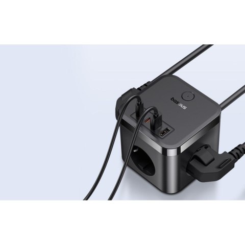 Listwa zasilająca Baseus PowerCombo 3AC+2U+2C 30W EU (1,5m; czarny)