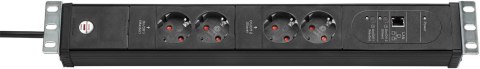 Listwa zasilająca brennenstuhl Premium-Web-Line V3 - do montażu w szafie serwerowej - Ethernet - Złącza wyjściowe: 4 - 48,3 cm (