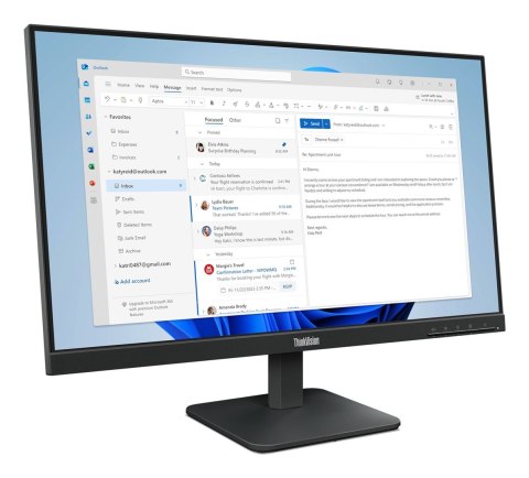 Lenovo ThinkVision S24-4e monitor komputerowy 60,5 cm (23.8") 1920 x 1080 px Full HD LED Czarny