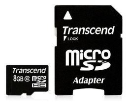 SD microSD Card 8GB Transcend SDHC Class10 w/adapter