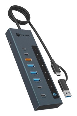 ICY BOX IB-HUB1743-CPD USB 3.2 Gen 2 (3.1 Gen 2) Type-A + Type-C 10000 Mbit/s Niebieski