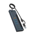 ICY BOX IB-HUB1743-CPD USB 3.2 Gen 2 (3.1 Gen 2) Type-A + Type-C 10000 Mbit/s Niebieski