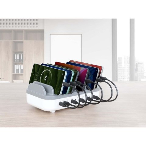 Manhattan 102766 ładowarka do urządzeń przenośnych Telefon komórkowy, Smartfon, Tablet Biały, Szary Prąd przemienny Szybkie łado