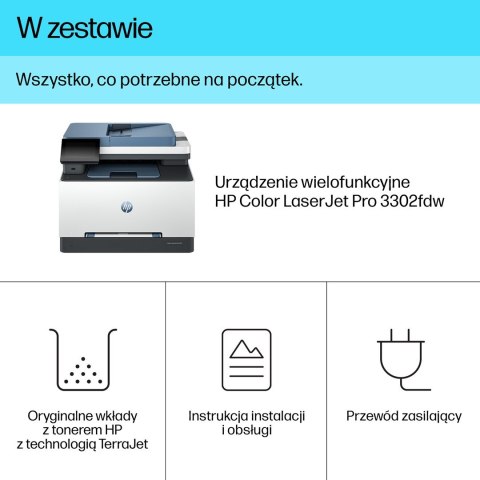 HP LaserJet Pro 3302fdw Bezprzewodowe Multifunction W kolorze Drukarka, Kopiarka, skaner; Druk dwustronny