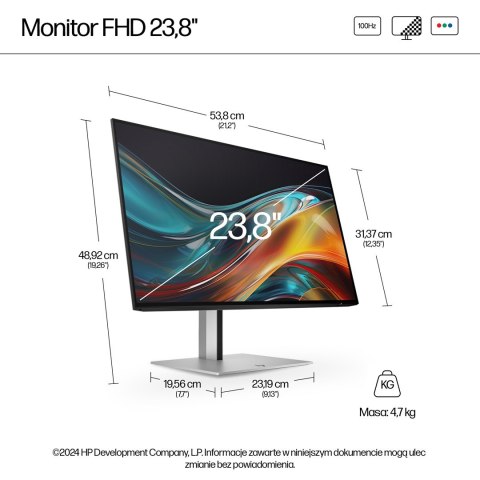 MONITOR HP LED 23,8"S7 Pro 724pf (8X530AA) 100Hz