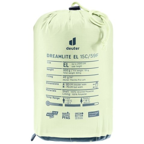 Śpiwór Deuter Dreamlite 15C/59F, nautic/breeze