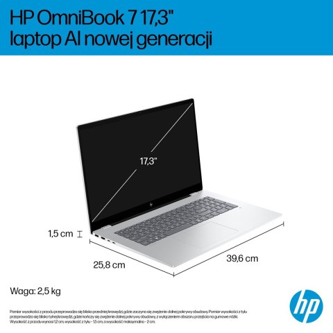 HP OmniBook 7 17-dc0219nw Ultra 5 226V 17.3"FHD Touch IPS 400nits Glare 16GB LPDDR5X SSD1TB Arc 130V Cam 5MP+IR 83Wh Win11 Ice S