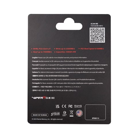 SSD Patriot Viper VP4300L M.2 PCI-Ex4 NVMe 4TB
