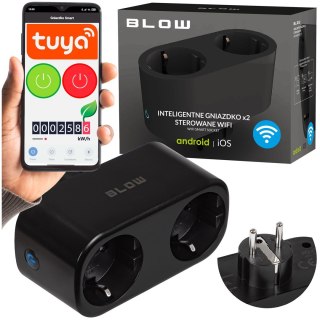 BLOW INTELIGENTNE GNIAZDKO PODWÓJNE STEROWANE WIFI TUYA CZARNE