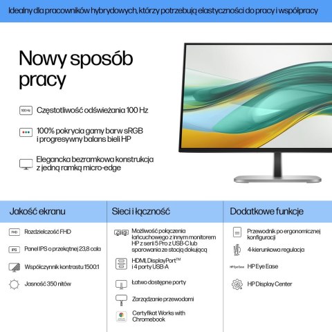 MONITOR HP LED 23,8" S5 Pro 524pf (9D9L6UT)