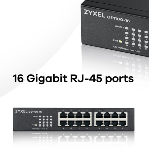 Switch Zyxel GS1100-16E-EU0101F 16p Unmanaged, Fanless, Slim