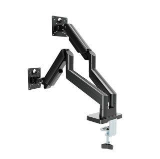 GEMBIRD BIURKOWE RAMIĘ/UCHWYT NA DWA MONITORY (REGULOWANE) 17"-32", OBCIĄŻENIE DO 10KG, KOLOR CZARNY