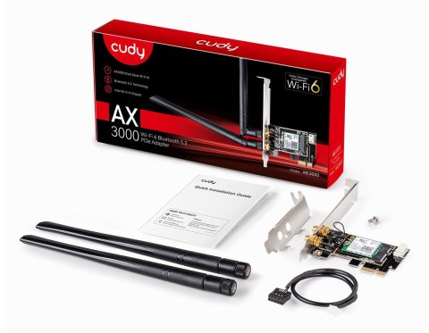 Karta sieciowa CUDY WE3000 AX5400 Wi-Fi 6 + BT 5.2 Intel AX210 PCIe