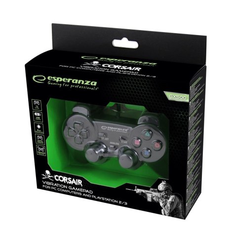 Gamepad Esperanza EG106 (PC, PS2, PS3; kolor czarny)