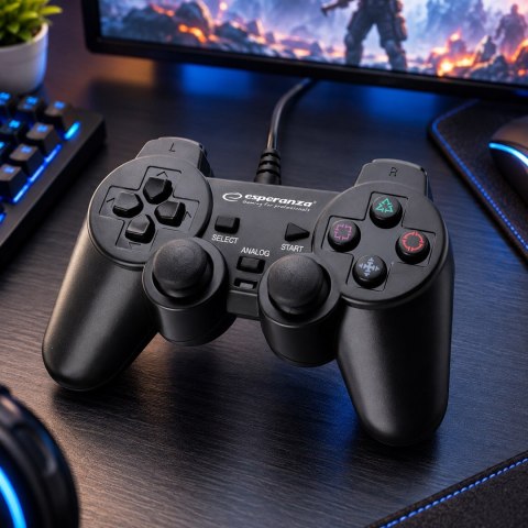 Gamepad Esperanza EG106 (PC, PS2, PS3; kolor czarny)