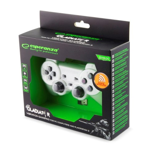 Gamepad bezprzewodowy Esperanza GLADIATOR EGG108W (PC, PS3; kolor biały)