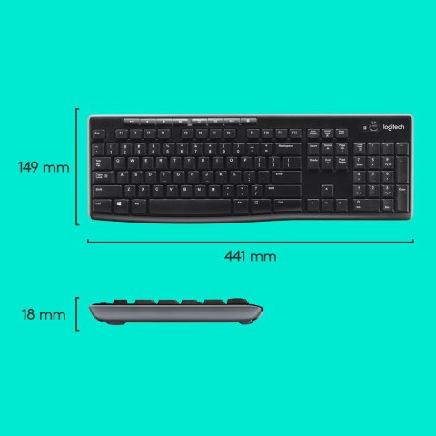 Klawiatura membranowa Logitech MK270 920-004508 (USB (Radio 2.4 GHz); kolor czarny) (OUTLET)