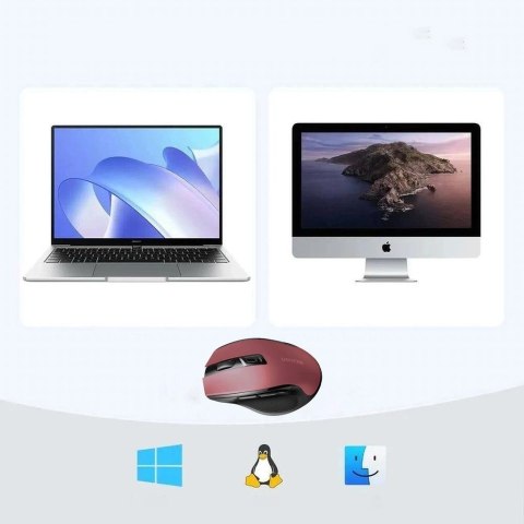 Mysz optyczna Ugreen MU006 bezprzewodowa USB 2.4GHz / Bluetooth 5.0 4000 DPI - czerwona