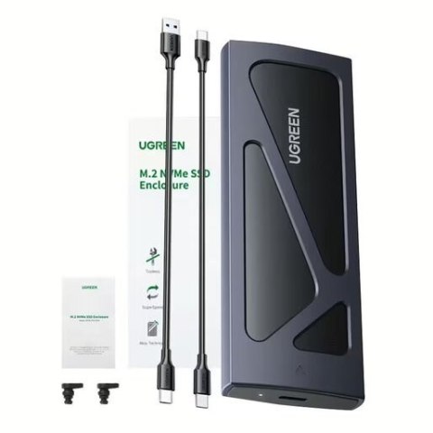 Obudowa Ugreen CM578 15512 na dysk M.2 NVMe 10Gbps - czarna + kabel USB-C / USB-A + kabel USB-C / USB-C