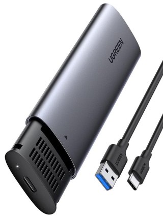 Ugreen kieszeń na dysk obudowa dysku twardego M.2 B-Key SATA 3.0 5Gbps szary + kabel USB Typ C (CM400)