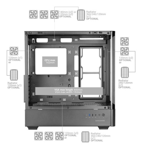 TACENS MARS MC-LCDPRO 7.2" IPS LCD ATX- obudowa