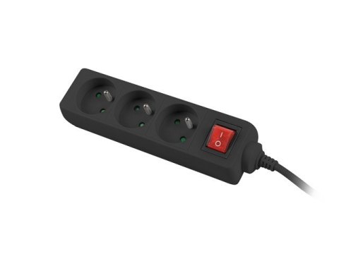 LANBERG LISTWA PRZEDŁUŻACZ 3M 3X 230V PL Z WYŁĄCZNIKIEM KABEL WYKONANY Z PEŁNEJ MIEDZI CZARNA
