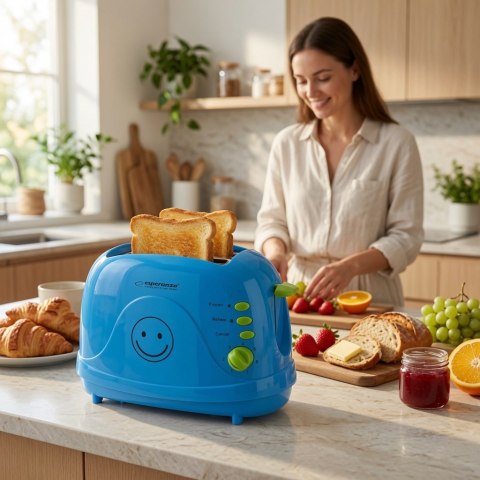 Toster Esperanza Smiley EKT003B (750W; kolor niebieski)