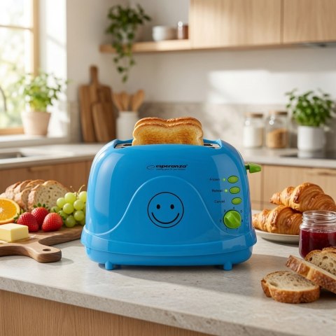 Toster Esperanza Smiley EKT003B (750W; kolor niebieski)