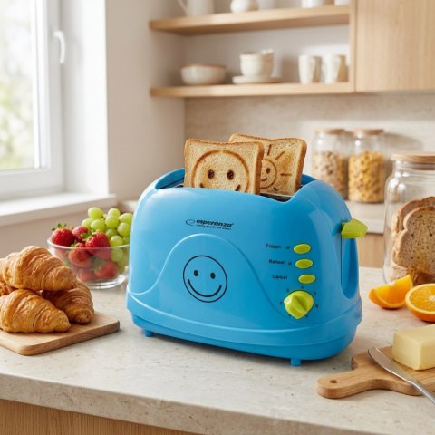 Toster Esperanza Smiley EKT003B (750W; kolor niebieski)
