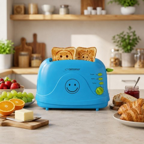 Toster Esperanza Smiley EKT003B (750W; kolor niebieski)
