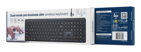 GEMBIRD BEZPRZEWODOWY ZESTAW KLAWIATURY + MYSZ SLIM PRO BUSINESS, DUAL MODE: 2,4 GHZ + BT, UKŁAD RU, KOLOR CZARNY