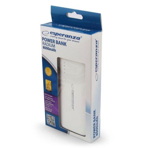 PowerBank Esperanza Radium EMP106WE (8000mAh; microUSB, USB 2.0; kolor biały)