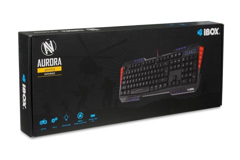 Klawiatura IBOX INFERNO IKS855 (USB 3.0; (EN); kolor czarny)