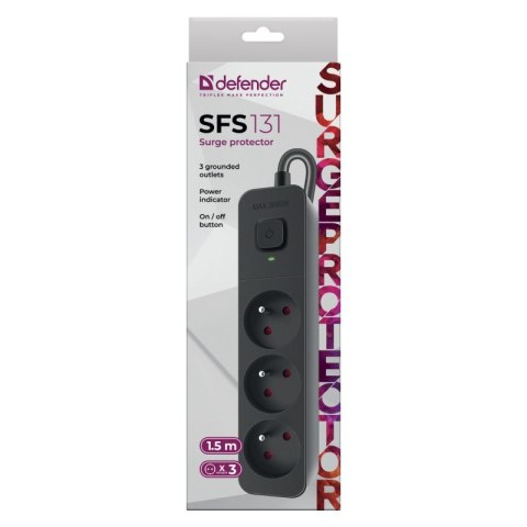 DEFENDER LISTWA ZASILAJĄCA SFS 131 3 GNIAZDA 1,5M CZARNA 99456