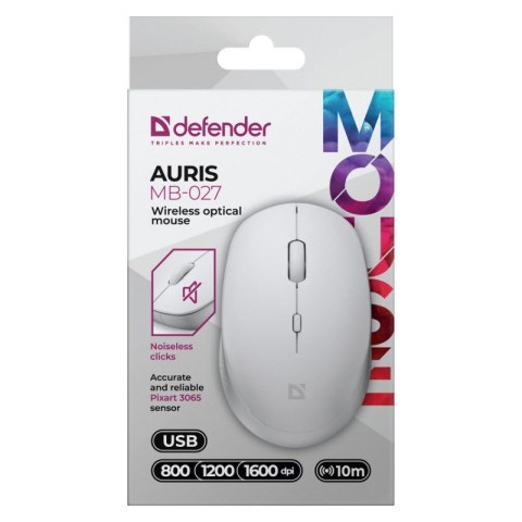 DEFENDER MYSZ AURIS MB-027 RF SILENT BIAŁA OPTICAL 52028