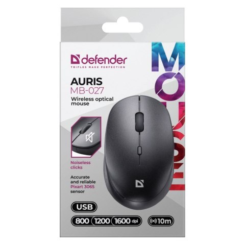 DEFENDER MYSZ AURIS MB-027 RF SILENT CZARNA OPTICAL 52027