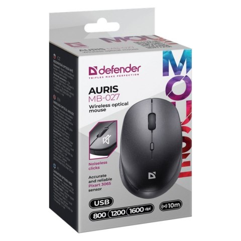 DEFENDER MYSZ AURIS MB-027 RF SILENT CZARNA OPTICAL 52027