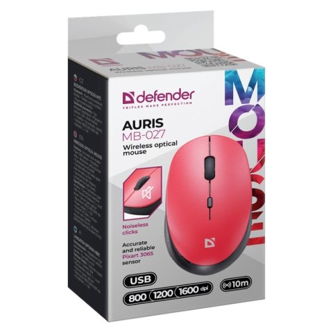 DEFENDER MYSZ AURIS MB-027 RF SILENT CZERWONA OPTICAL 52026