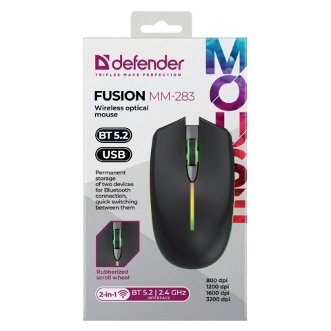 DEFENDER MYSZ BEZPRZEWODOWA FUSION MM-283 RF AKUMULATOROWA CZARNA 52283