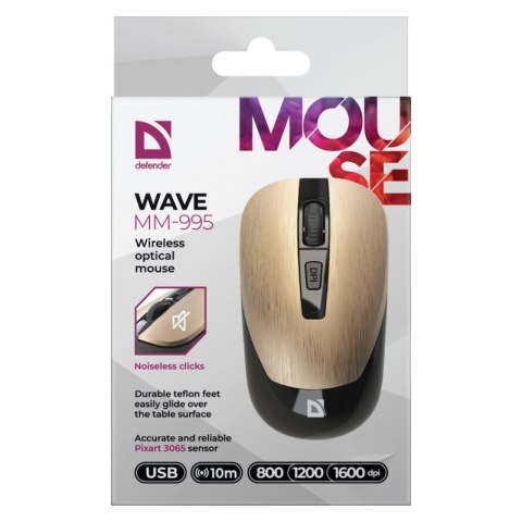 DEFENDER MYSZ BEZPRZEWODOWA WAVE MM-995 RF SILENT CLICK BRĄZOWA 52992