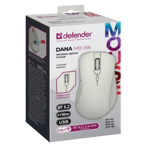 DEFENDER MYSZ DANA MB-266 AKUMULATOROWA BIAŁA 52266