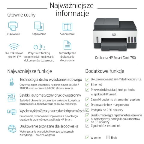 URZĄDZ. WIELOF. HP Smart Tank 750 All-in-One 6UU47A